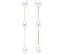 Gold & White Small Pearl Drop Earrings