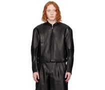 Black 80's Motorcycle Leather Jacket