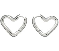 Silver Inclined Heart Earrings