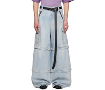 Blue Paneled Jeans