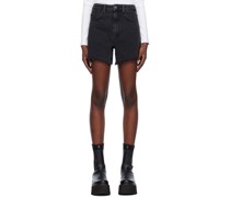 Black Hi Line Denim Shorts