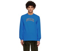 Blue Embroidered Long Sleeve T-Shirt