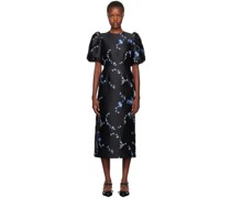 Black Jacquard Midi Dress