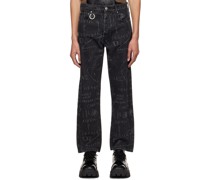 Black Jean-Michel Basquiat Edition Side Cheese Popcorn Jeans