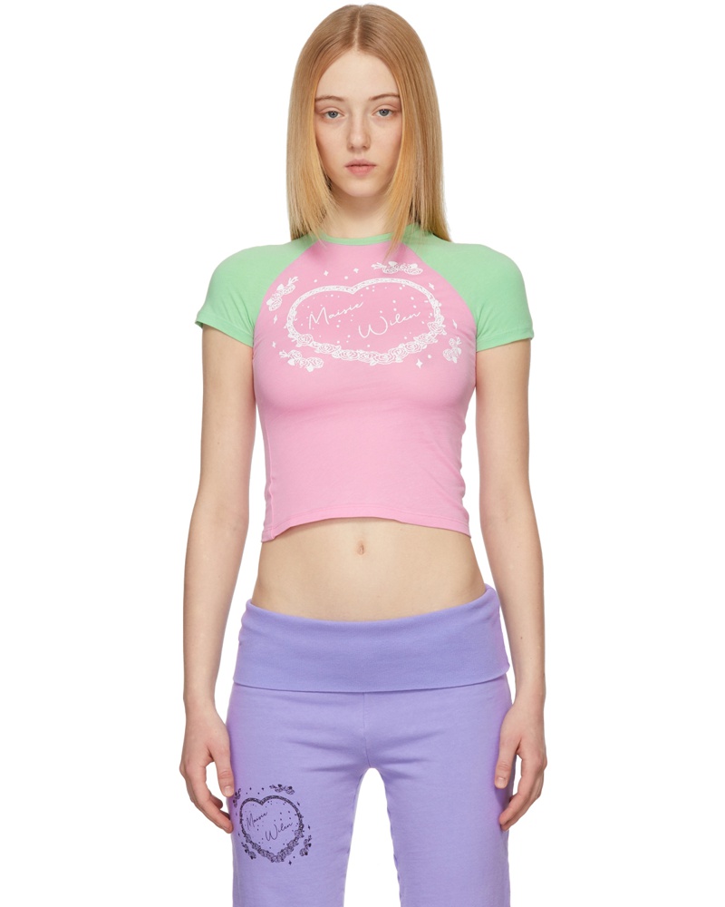 Maisie Wilen Damen Pink & Green Slinky T-Shirt
