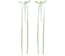 Green Bow Ribbon Drip Earrings