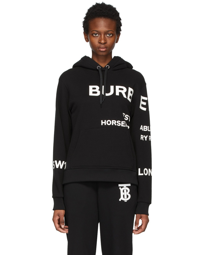Burberry Damen Black Oversized 'Horseferry' Hoodie