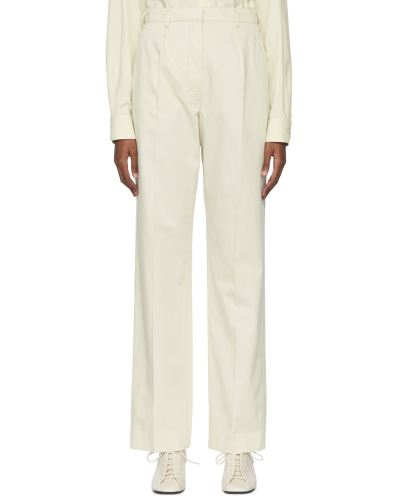Christophe Lemaire Damen Off-White Cotton Trousers