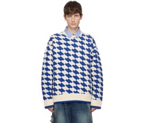 White & Blue Tenit Sweater