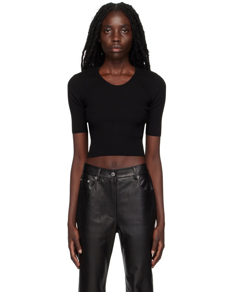 JUUN.J Damen Black Crop Sweater