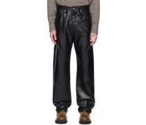 Black 'The Calfskin 333' Leather Pants