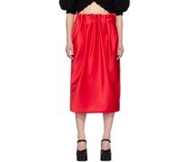 Red Pleated Midi Skirt