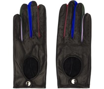 Black & Multicolor Driving Gloves