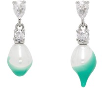 Silver & Green Pearl Dip Earrings