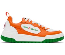 White & Orange Court Sneakers