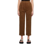 Brown One Tuck Trousers