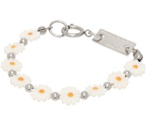 Silver & White Flower Bracelet