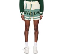 Off-White & Green Jacquard Shorts