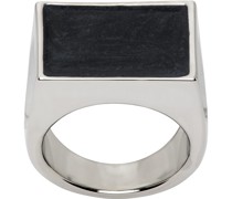 Silver & Black M Ring