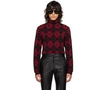 Black & Red Slim Jacquard Turtleneck
