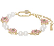 Gold Pearl Macro Flower Bracelet