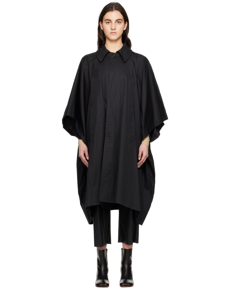 Maison Margiela Damen Black Button Trench Coat