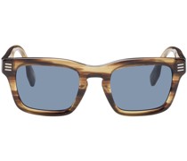 Brown Stripe Square Sunglasses