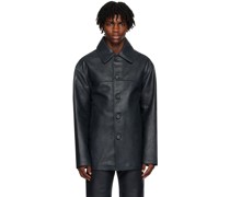 Navy Wilkie Leather Jacket