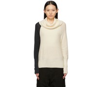 Off-White & Black Slide Drape Turtleneck