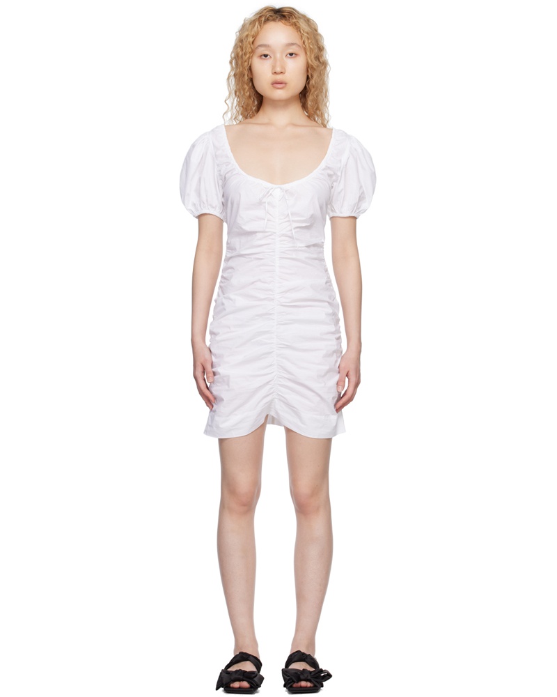 Ganni Damen White Ruched Minidress