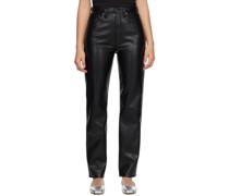 Black 90's Pinch Waist Leather Pants
