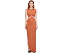 Orange Ruched Maxi Dress
