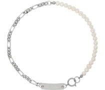 Silver Thin Figaro & Pearl Necklace