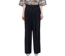 Navy Ultrawidepleated Trousers