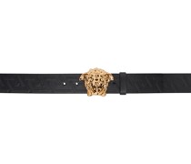 Black 'La Medusa Greca' Leather Belt