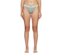 Green Cotton Rib Thong