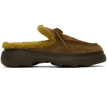Tan Suede & Shearling Stony Mules