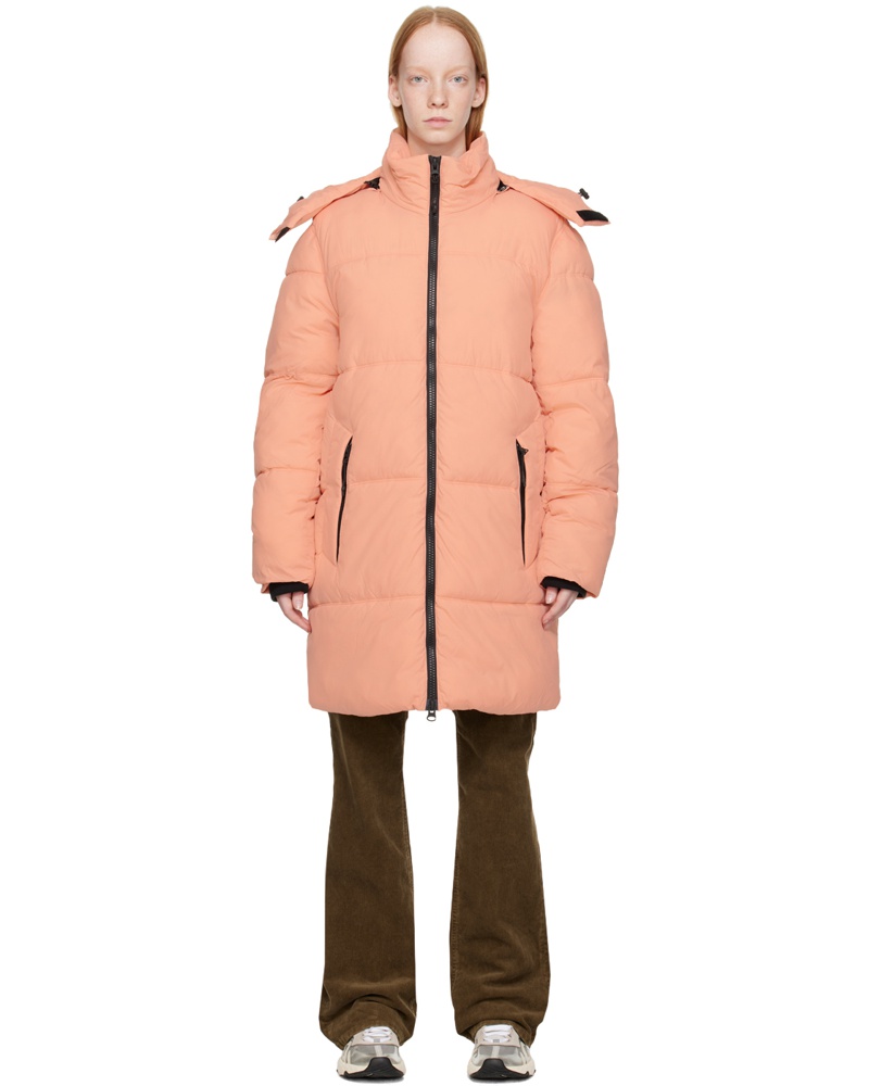 The Very Warm Damen Pink Long Hooded Puffer Jacket