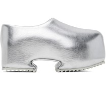 Silver Clog Slip-On Loafers