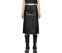 Black O-Taten Midi Skirt