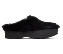 Black Slip-On Shearling Loafers