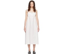 White 'The Ruched Tie' Midi Dress