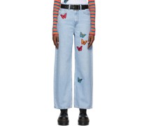 SSENSE Exclusive Blue Butterfly Jeans