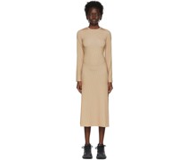 Brown Polyester Mid-Length Dress