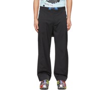 Black 'I'm Fine! Apple' Bondage Trousers