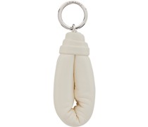 White Wadded Leather Keychain