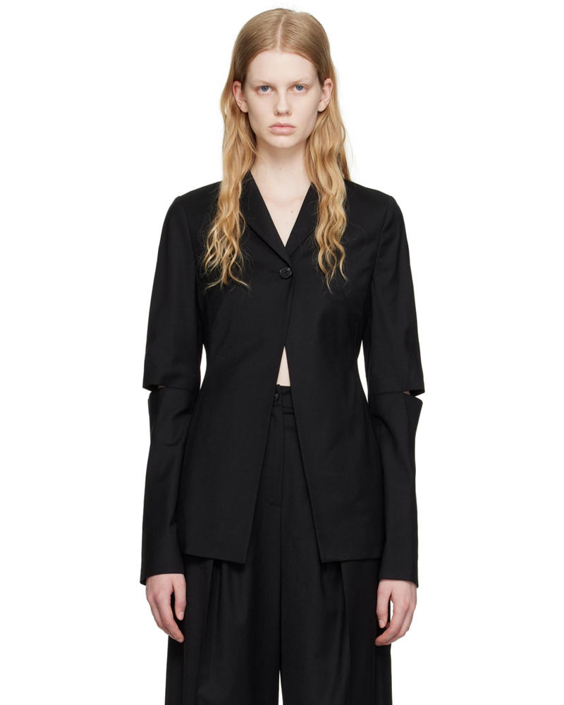 LVIR Damen Black Slit-Sleeve Blazer LVIR Damen Black Slit-Sleeve Blazer