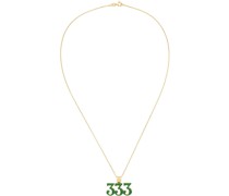 Gold & Green Enamel 333 Pendant Necklace