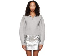 Gray Cropped Half-Zip Sweater