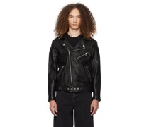 Black Joey Leather Biker Jacket